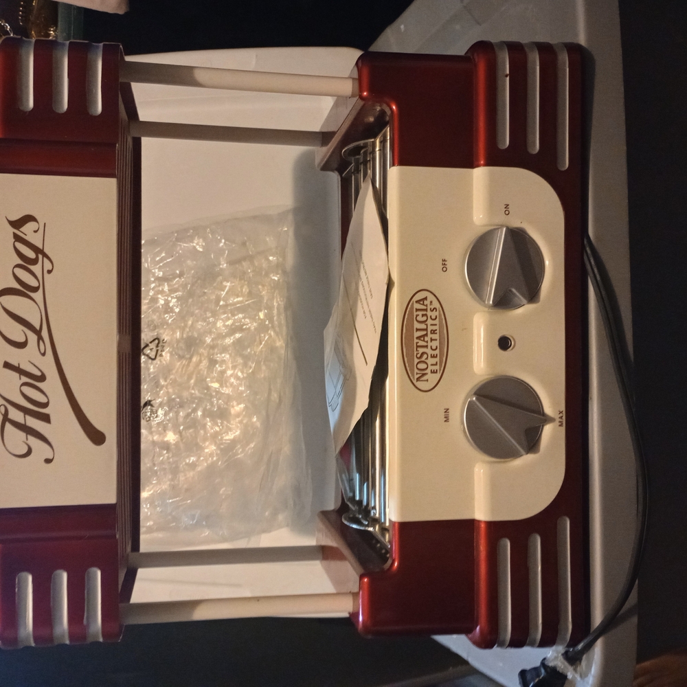 Nostalgia Electrics Hot Dog Roller Red and White